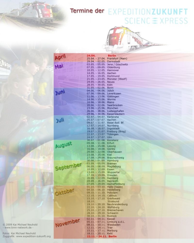 Zeitplan des Sience Express